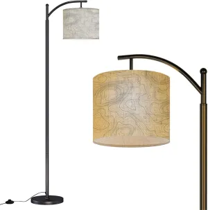 Arc Floor Lamps Topographic map Linear map Modern LED Adjustable Lampshade Standing Light for Living Room Reading Bedroom Office