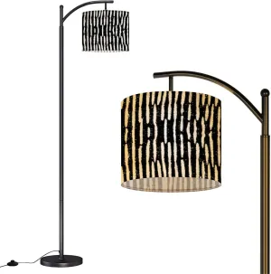 Arc Floor Lamps Vintage White Stripes Remix from Artworks by Samuel Jessurun de Modern LED Adjustable Lampshade Standing Light for Living Room Reading Bedroom Office