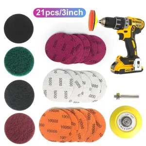 ASKITO 21pcs Pro Car Headlight Lens Restoration Repair Kit 3" Polishing Cleaner Cleaning Tool