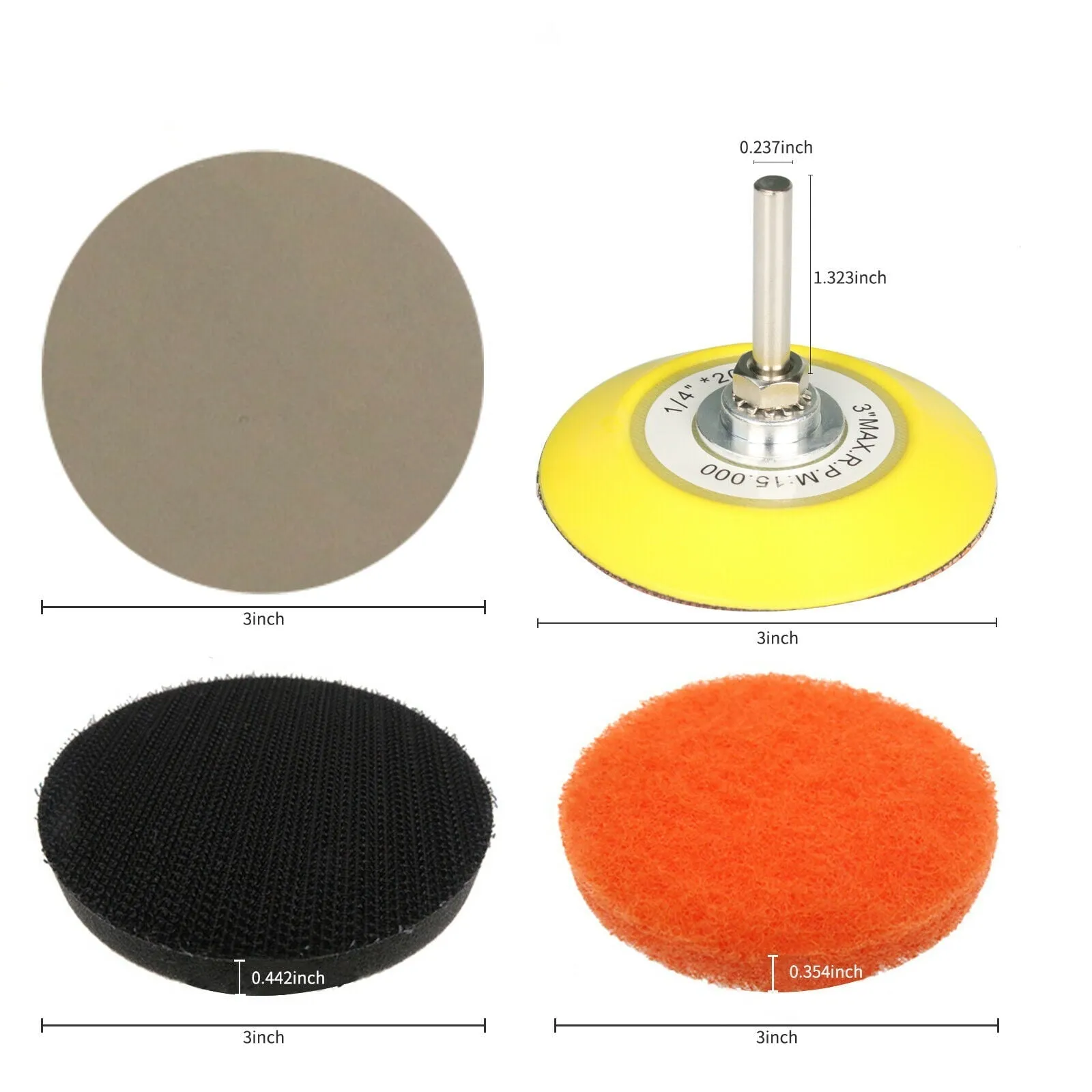 ASKITO 21pcs Pro Car Headlight Lens Restoration Repair Kit 3" Polishing Cleaner Cleaning Tool