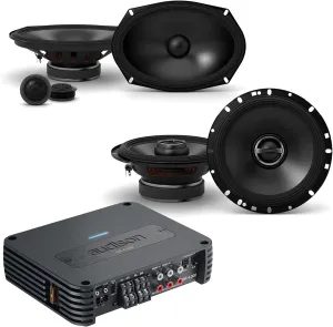 Audison SR 4.300 D-Class 4-Channel Amplifier with S-S69C S-Series 6x9-inch Component 2-Way Speakers and 1 Pair of S-S65 S-Series 6.5-inch Coaxial 2-Way Speakers