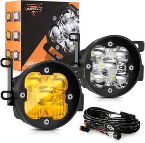 Auxbeam XP-Ultra Series 3 Inch Amber Fog Lights Flush Mount Kit Bundle, 4x4 Offroad Lighting Bumper Ditch Lights for Toyota Tacoma Tundra 4Runner (ZD000676)