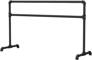 Ballet Barre Iron Double Layer Black Ballet Barre, Fitness Bar with Leather Handle Leg Press Rod, Carrying Capacity of 100kg