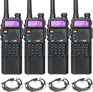BAOFENG UV-5R 8W Ham Radio Handheld Long Range Dual Band High Power UV5R Walkie Talkies 3800mAh Battery Two Way Radio Full Kit Walkie Talkie, 4 Pack