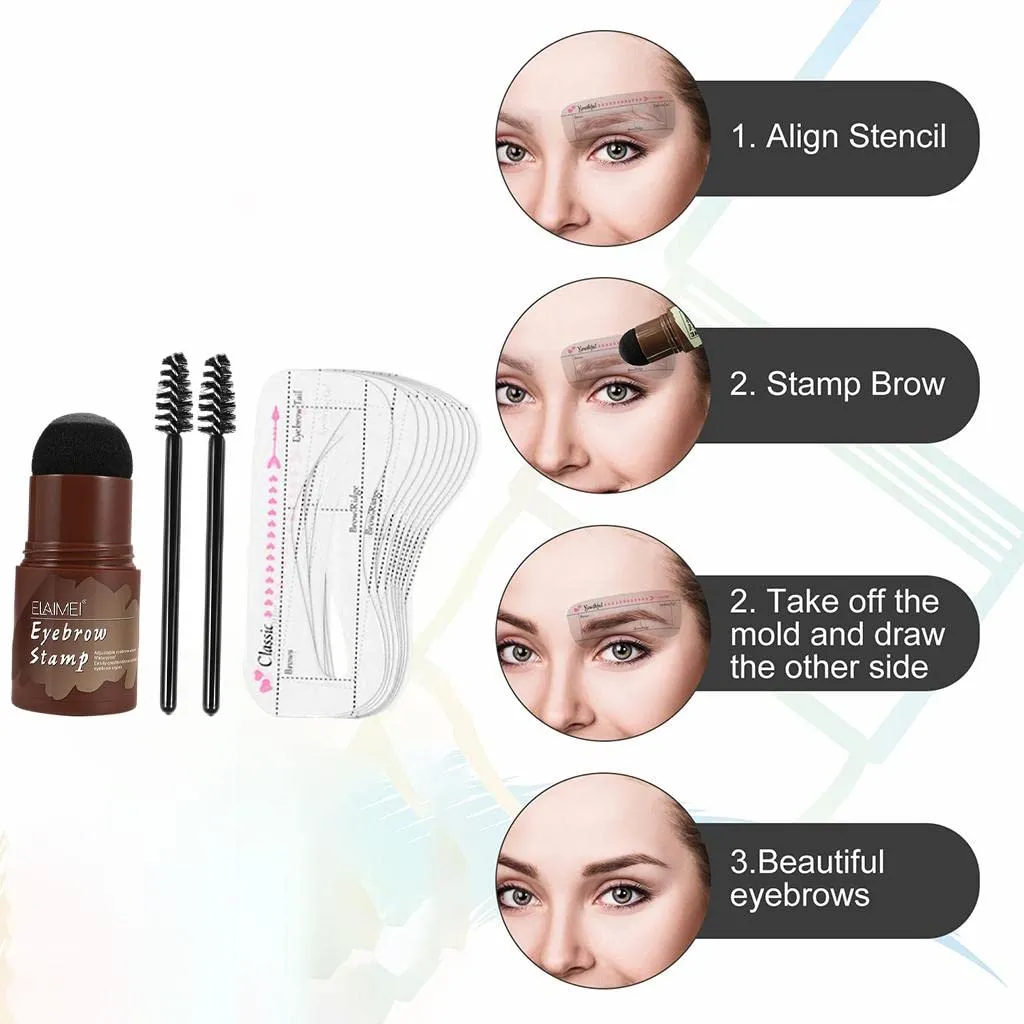 barenx Eyebrow Stamp Shaping Kit 2Pcs Eyebrow Brushes Reusable Eyebrow Stencils Eyebrow Powder Stamp One Step Eyebrow Definer Tools for Hairline Trimming - Dark Gray