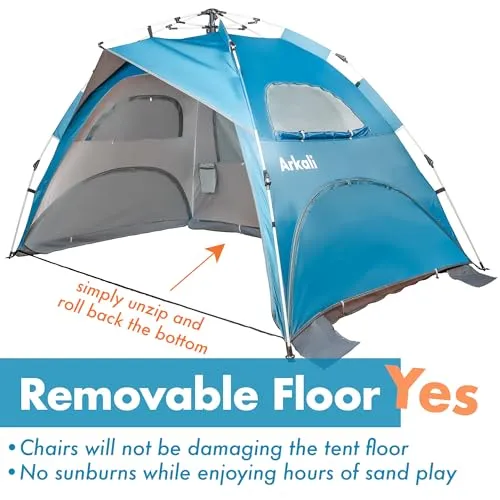 Beach Sun Shade Pop Up,Easy Pop Up Sun Shelter,Floor-Less Instant Beach Tent