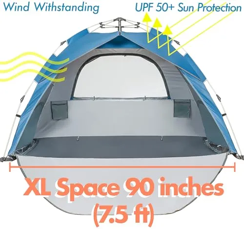 Beach Sun Shade Pop Up,Easy Pop Up Sun Shelter,Floor-Less Instant Beach Tent