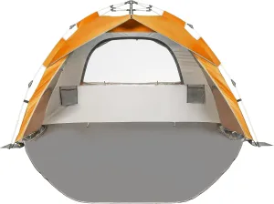 Beach Tent Pop Up Beach Sun Shade Tent with UPF 50  UV Protection, Removable Floor Zippered Privacy & Ventilation Sun Shelter Family 3 to 4 Person