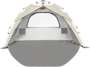 Beach Tent Pop Up Beach Sun Shade Tent with UPF 50  UV Protection, Removable Floor Zippered Privacy & Ventilation Sun Shelter Family 3 to 4 Person