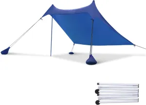 Beach Tent Shelter with UPF50 , Portable Sun Shelter Sun Shade 7x7 FT with Sandbag Anchors, 2 Pole Pop Up Outdoor Shelter Family Size for Beach, Backyard, Picnics, Navy