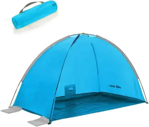 Beach Tent Sun Shelter, 2-3 Person Instant Beach Shade Umbrella Easy Set-up | Sun Shade Protection with SPF 50  UV Protection, Water-Resistant Beach Canopy for Fishing Hiking Camping