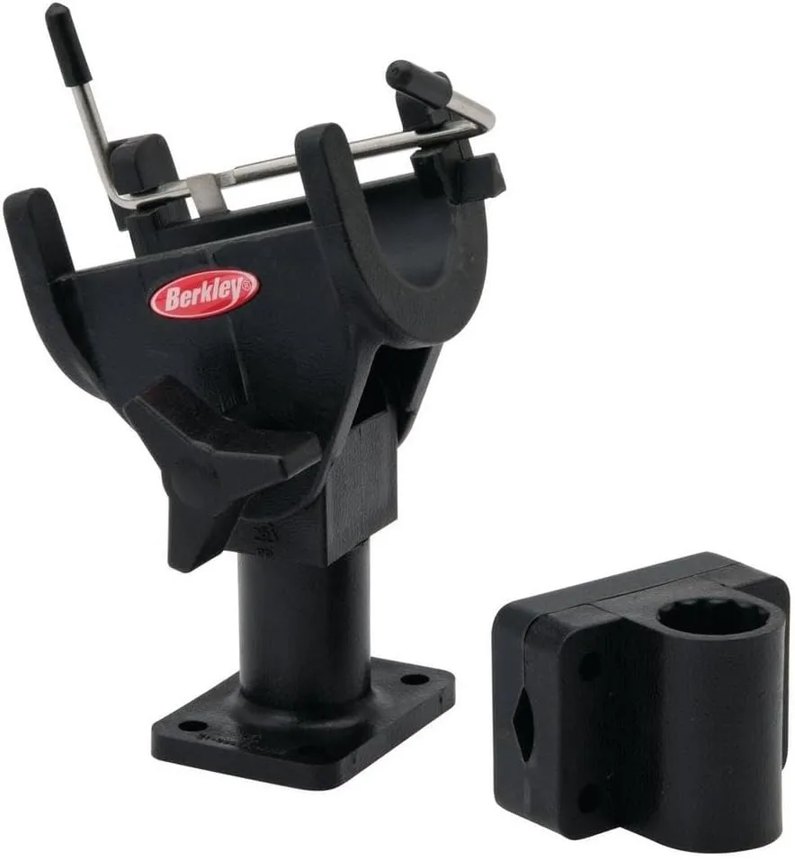Berkley Quick-Set Boat Rod Holder, Sturdy Polypropylene Construction, Mountable with Locking Mechanism, Fits Easily on the Side or Top of the Gunwale or Other Boat Railings Black