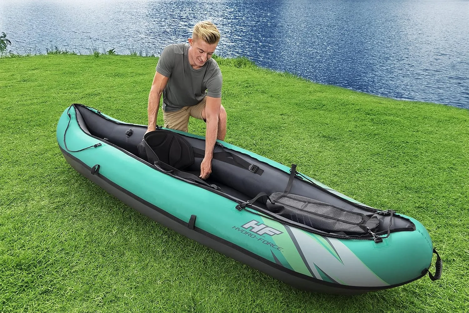 Bestway Hydro Force Inflatable Kayak Set | Includes Seat, Paddle, Hand Pump, Storage Carry Bag | Great for Adults, Kids and Families