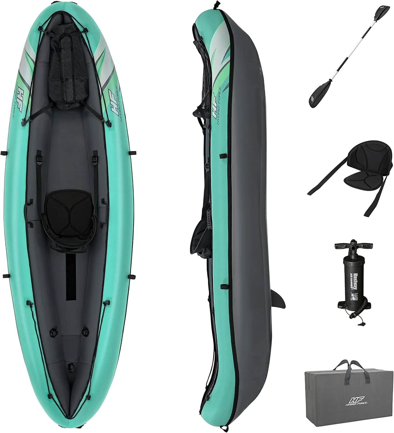 Bestway Hydro Force Inflatable Kayak Set | Includes Seat, Paddle, Hand Pump, Storage Carry Bag | Great for Adults, Kids and Families