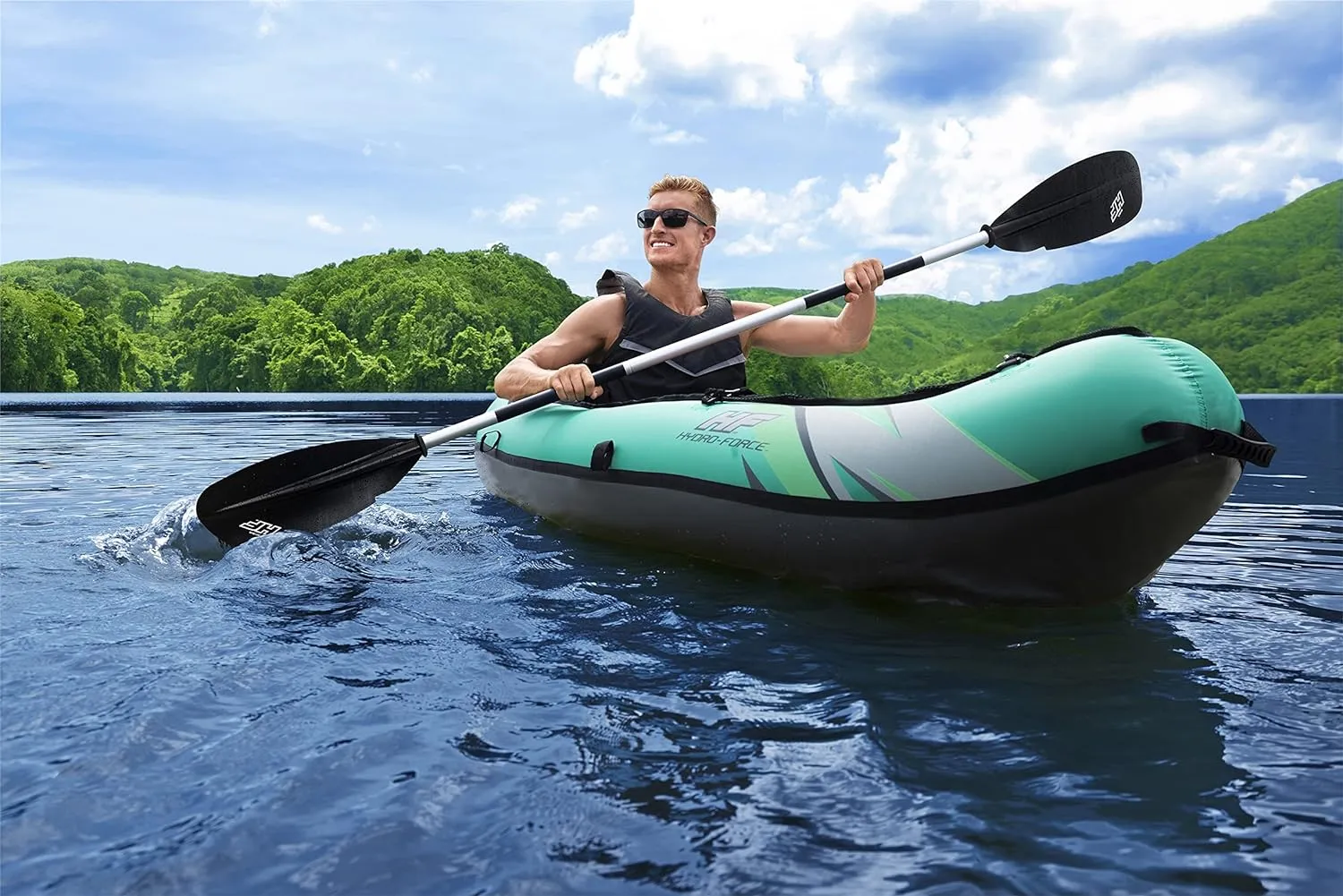 Bestway Hydro Force Inflatable Kayak Set | Includes Seat, Paddle, Hand Pump, Storage Carry Bag | Great for Adults, Kids and Families