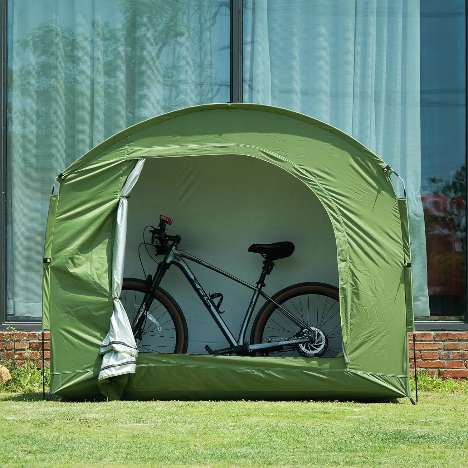 Bicycle Cover Tent Bike Expandable House Bike Cover Shelter Waterproof Outdoor Shed Storage for Garden Tools, Toys, Lawn Mover (Green)