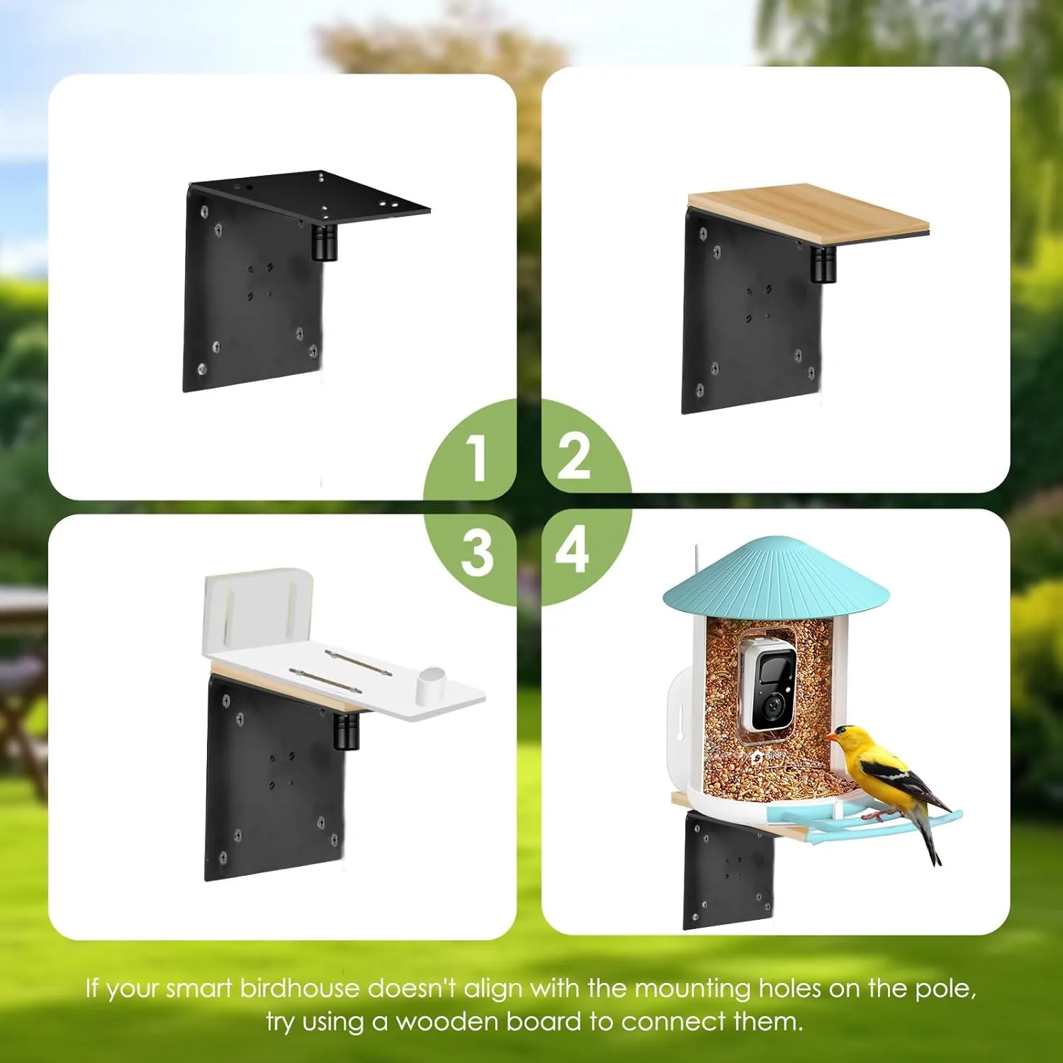 Bird Feeder Pole for Outdoor, 1 Pack 109 Inch Bird House Pole for Outside Heavy Duty, Adjustable Feeder Stand for Smart Wild Birds Watching