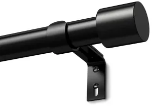 Black Curtain Poles for Eyelet Curtains Metal Extendable Curtain Rod Adjustable Voile Curtain Poles for Windows Door (Black, 76 to 305cm)