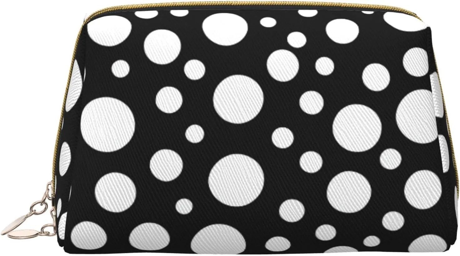 Black White Polka Dot Toiletry Pouch, Travel-Friendly Makeup Organizer For Makeup Brushes, Lipsticks