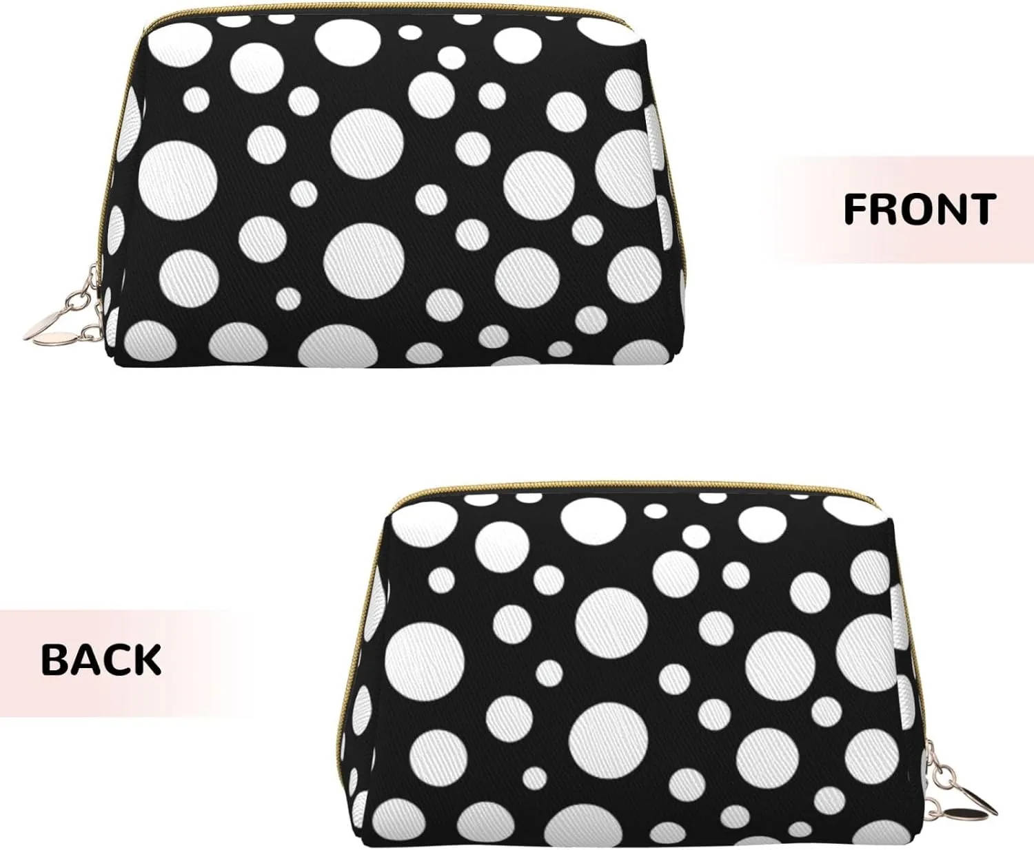 Black White Polka Dot Toiletry Pouch, Travel-Friendly Makeup Organizer For Makeup Brushes, Lipsticks