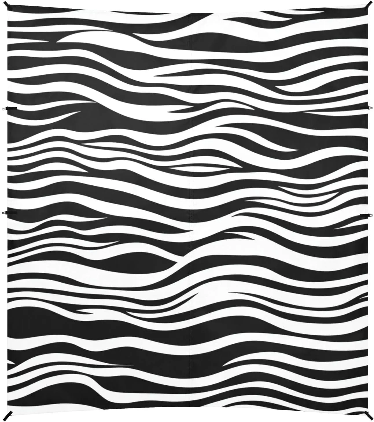 Black White Waves Beach Tent UPF50  Protection Waterproof Large Sun Shade with Sandbags & Sand Shovel for Camping, Picnics, Backyard