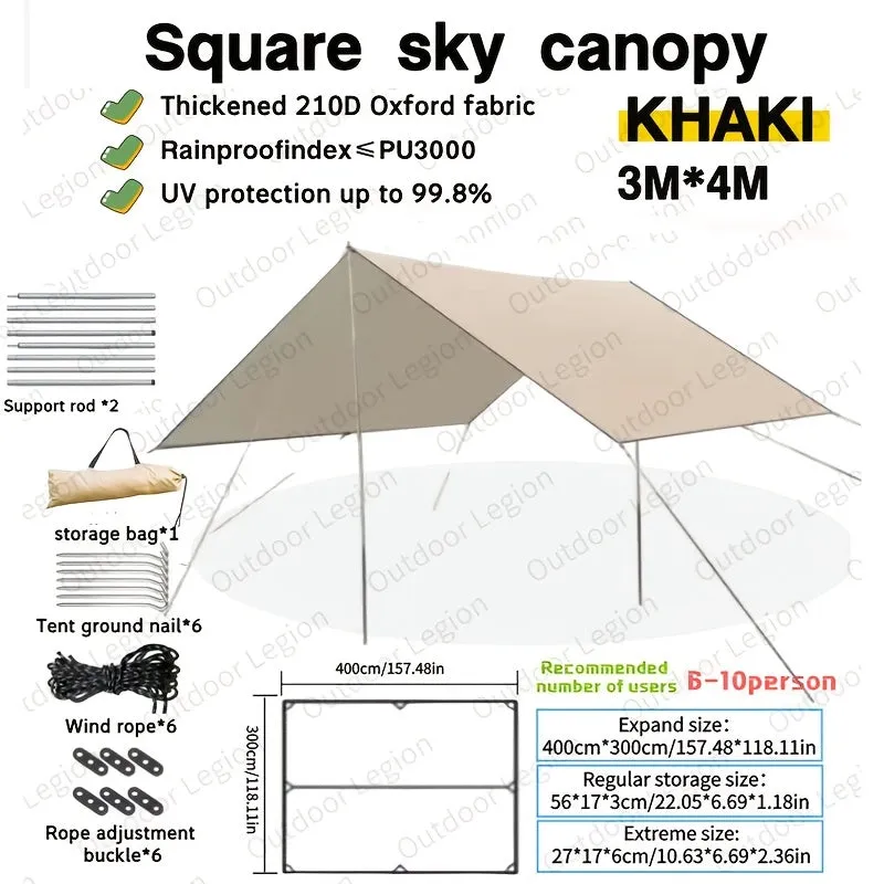 [Blue Oxford Steel Frame Tent] Extra-Large Waterproof Canopy Tent - UV Protection, Portable & Durable for Outdoor Camping and Picnics, Blue Oxford Fabric with Steel Frame