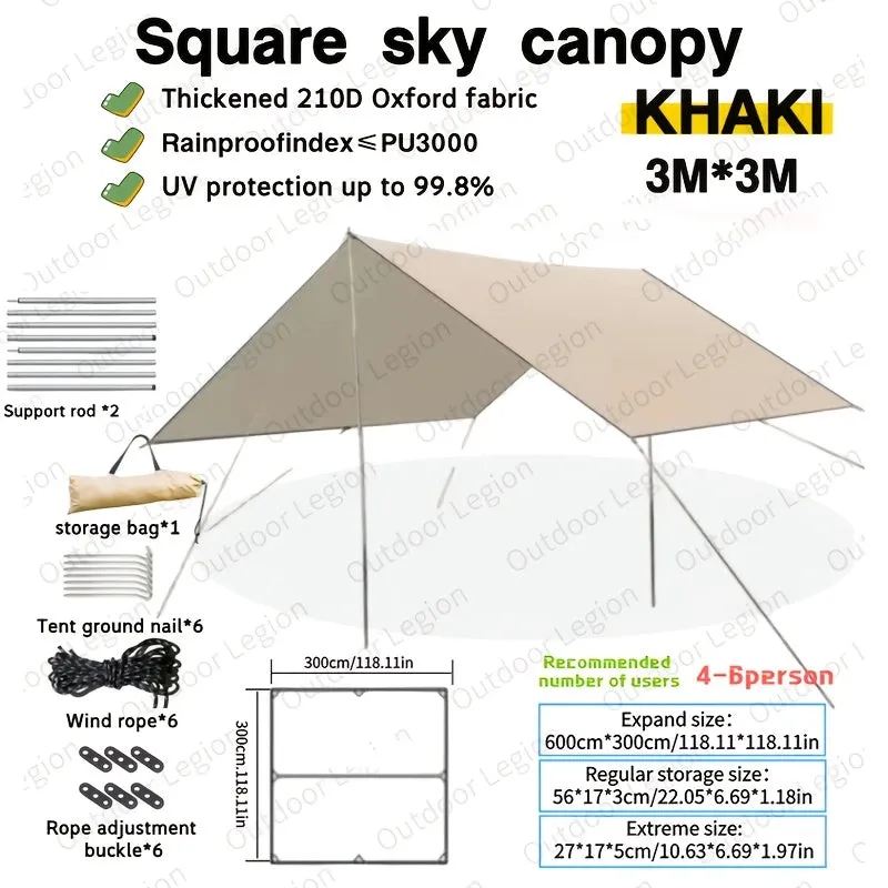 [Blue Oxford Steel Frame Tent] Extra-Large Waterproof Canopy Tent - UV Protection, Portable & Durable for Outdoor Camping and Picnics, Blue Oxford Fabric with Steel Frame