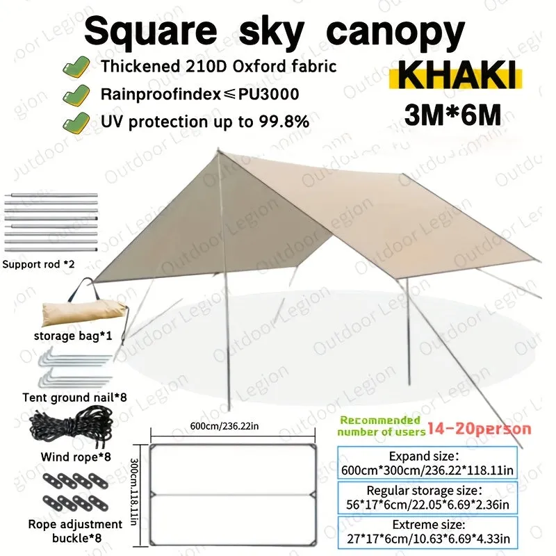 [Blue Oxford Steel Frame Tent] Extra-Large Waterproof Canopy Tent - UV Protection, Portable & Durable for Outdoor Camping and Picnics, Blue Oxford Fabric with Steel Frame