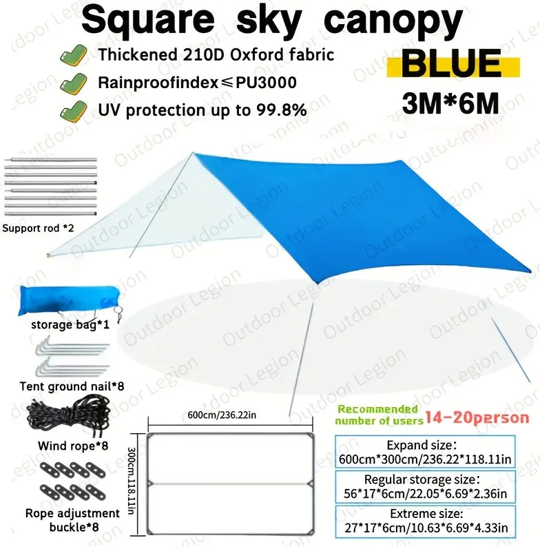 [Blue Oxford Steel Frame Tent] Extra-Large Waterproof Canopy Tent - UV Protection, Portable & Durable for Outdoor Camping and Picnics, Blue Oxford Fabric with Steel Frame