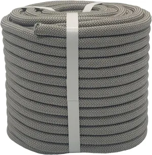 Braided Polyester Arborist Rigging Rope (3/8 inch X 100 feet) High Strength Outdoor Rope for Tree Climbing Hiking Camping Swing, Gray