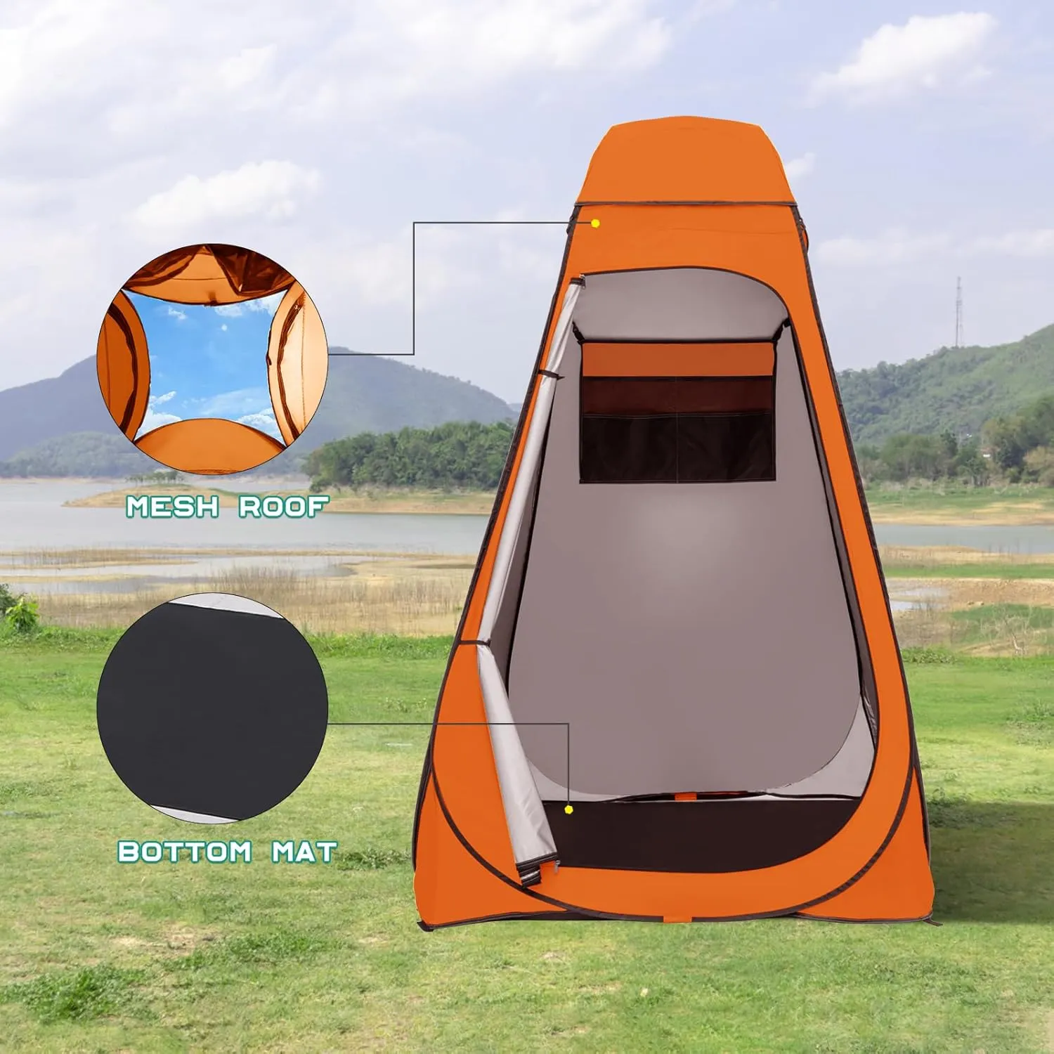 BRIAN & DANY Pop Up Shower Tent, Portable Privacy Camping Changing Tent, Camp Toilet Bathroom Pod with Rain Shelter & Windows, UPF 50  & Waterproof, 47.2" x 47.2" x 74.8"