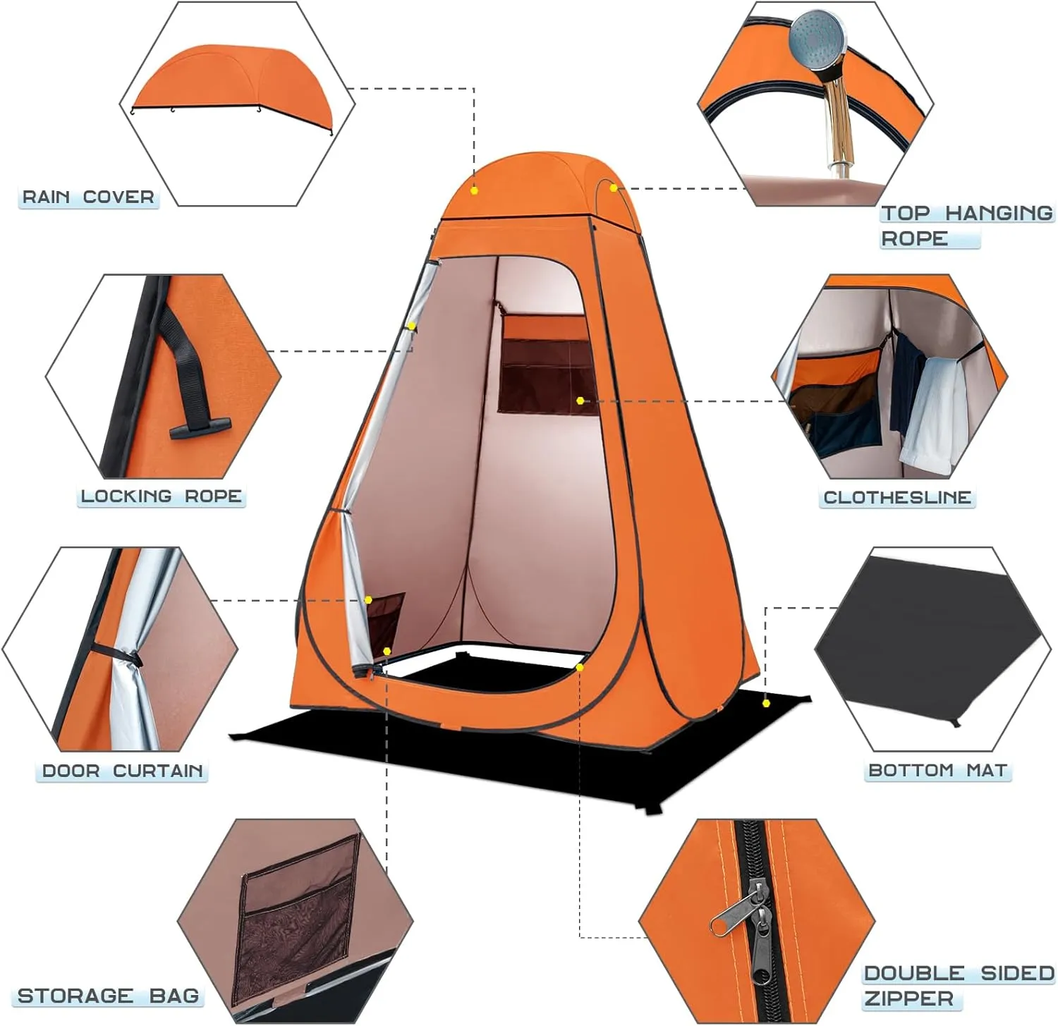 BRIAN & DANY Pop Up Shower Tent, Portable Privacy Camping Changing Tent, Camp Toilet Bathroom Pod with Rain Shelter & Windows, UPF 50  & Waterproof, 47.2" x 47.2" x 74.8"