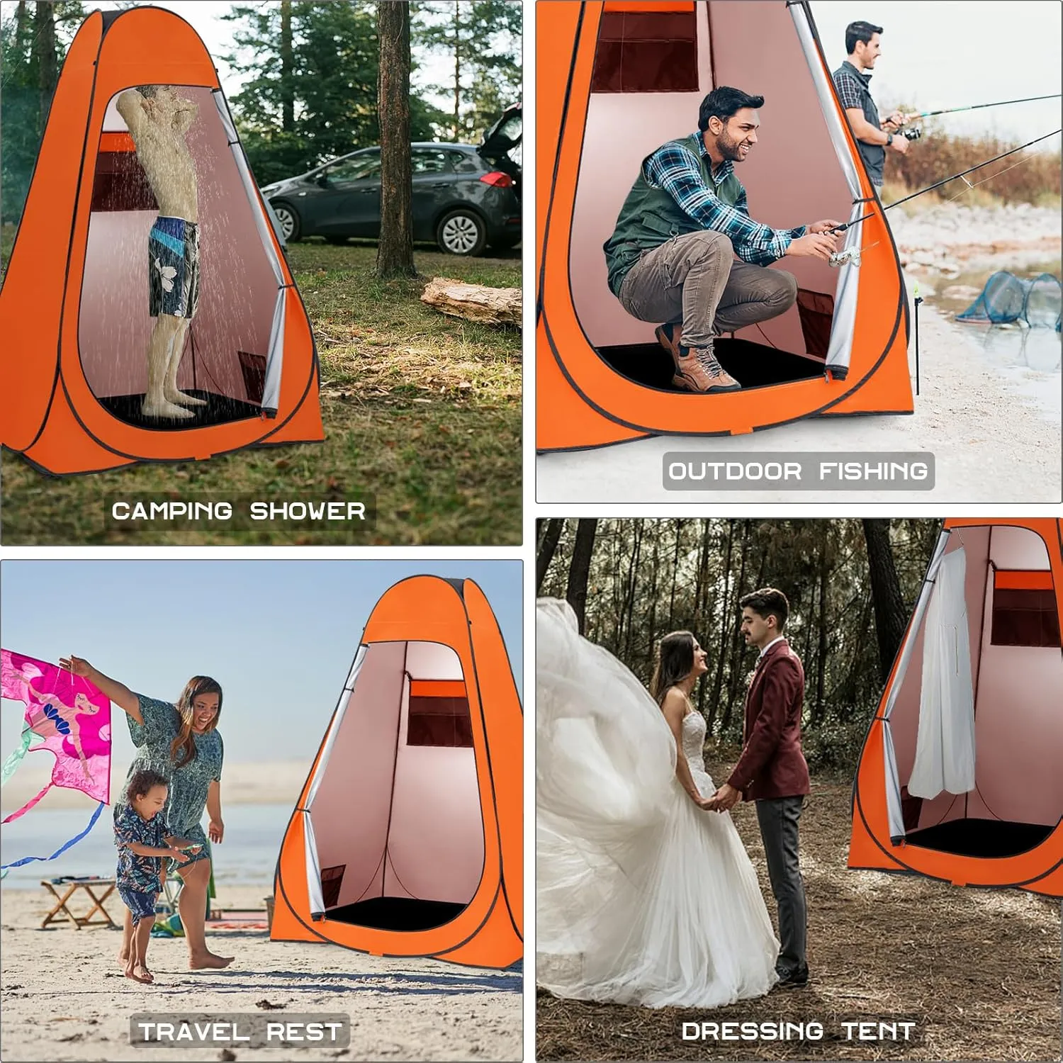 BRIAN & DANY Pop Up Shower Tent, Portable Privacy Camping Changing Tent, Camp Toilet Bathroom Pod with Rain Shelter & Windows, UPF 50  & Waterproof, 47.2" x 47.2" x 74.8"