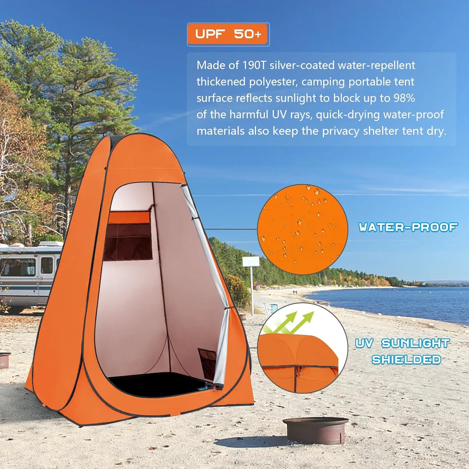BRIAN & DANY Pop Up Shower Tent, Portable Privacy Camping Changing Tent, Camp Toilet Bathroom Pod with Rain Shelter & Windows, UPF 50  & Waterproof, 47.2" x 47.2" x 74.8"