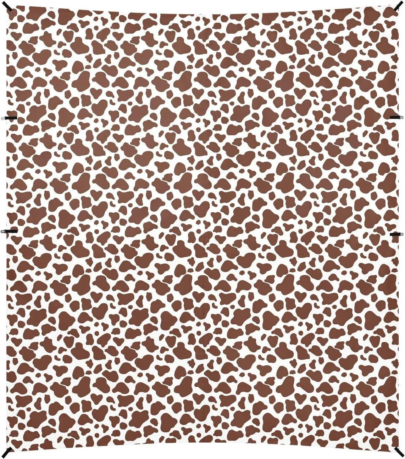 Brown Cow Print Foldable Beach Canopy UPF50  Protection Waterproof Sun Shade with Sand Shovel, Sandbags for Backyard and Camping