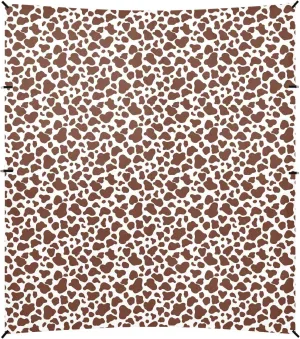 Brown Cow Print Foldable Beach Canopy UPF50  Protection Waterproof Sun Shade with Sand Shovel, Sandbags for Backyard and Camping