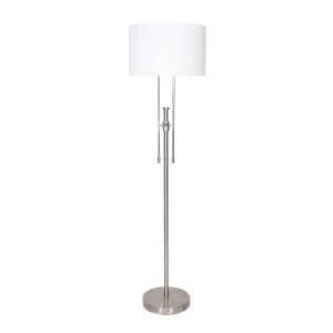 Brushed Nickel Height-Adjustable Metal Floor Lamp