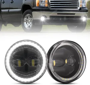 BUNKER INDUST LED Fog Light with Daytime Running Lights for 2007-2013 GMC Sierra 1500/2007-2014 Sierra 2500HD 3500HD, OEM Bumper Driving DRL Fog Lamp Assembly Kit