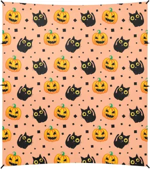 Burbuja Black Cats Pumpkins Beach Canopy Windproof Beach Tent Sun Shade with 4 Sandbags & Sand Shovel, Portable Sun Shelter for Family Camping Picnic