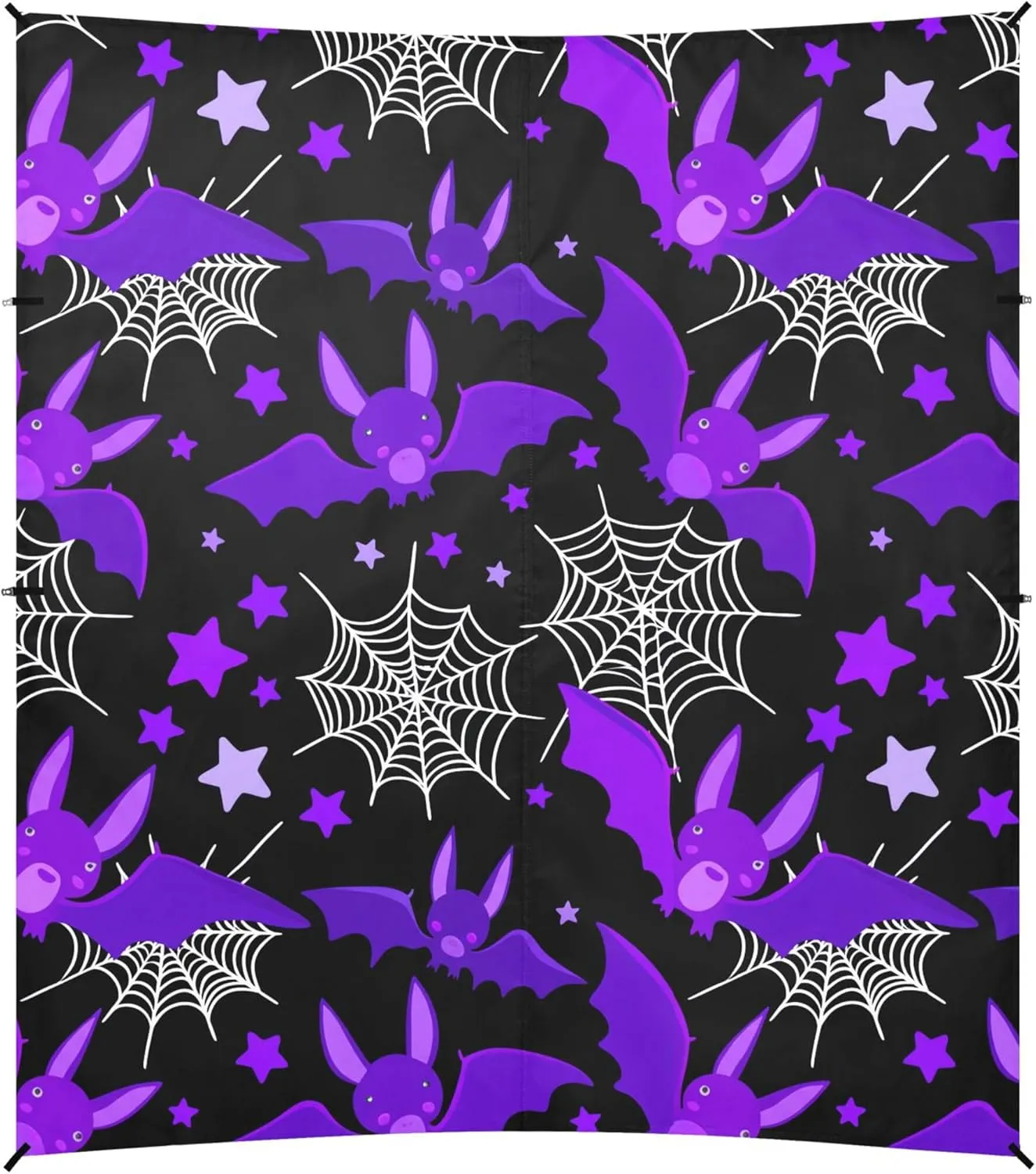 Burbuja Cartoon Purple Bats Beach Canopy Windproof Beach Tent Sun Shade with 4 Sandbags & Sand Shovel, Portable Sun Shelter for Family Camping Picnic