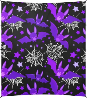 Burbuja Cartoon Purple Bats Beach Canopy Windproof Beach Tent Sun Shade with 4 Sandbags & Sand Shovel, Portable Sun Shelter for Family Camping Picnic