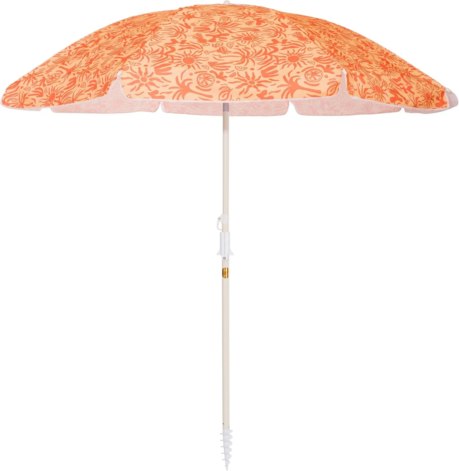 Business & Pleasure Co. Margaritaville Manana Umbrella - 6.5' Beach Umbrella Sand Anchor, 7' Tall Telescopic Aluminum Pole, UPF 50 