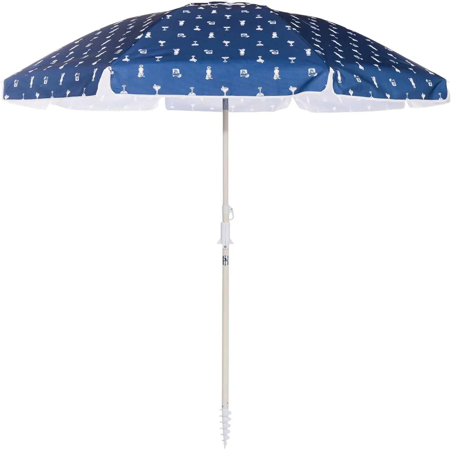 Business & Pleasure Co. Margaritaville Manana Umbrella - 6.5' Beach Umbrella Sand Anchor, 7' Tall Telescopic Aluminum Pole, UPF 50 