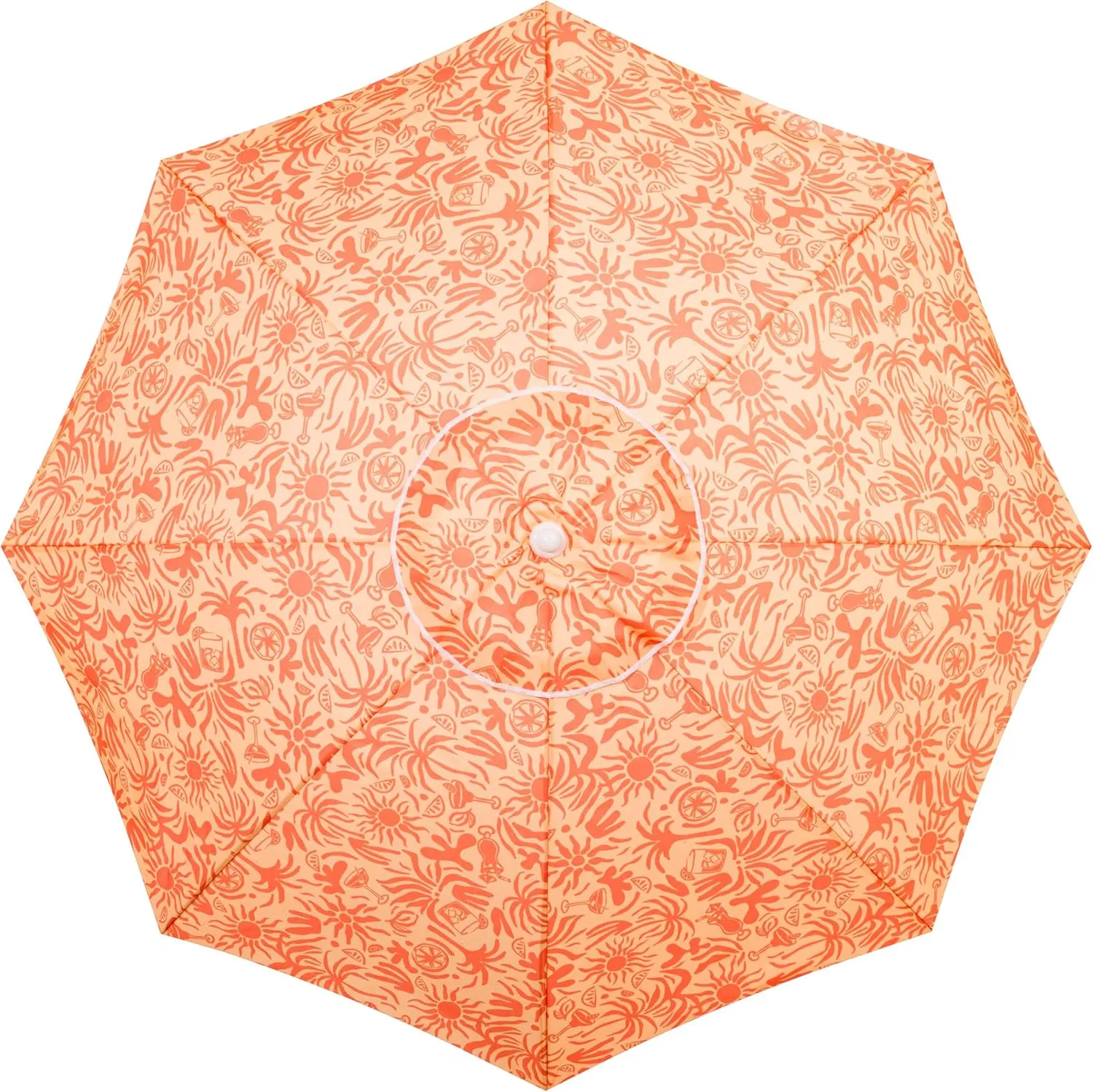 Business & Pleasure Co. Margaritaville Manana Umbrella - 6.5' Beach Umbrella Sand Anchor, 7' Tall Telescopic Aluminum Pole, UPF 50 