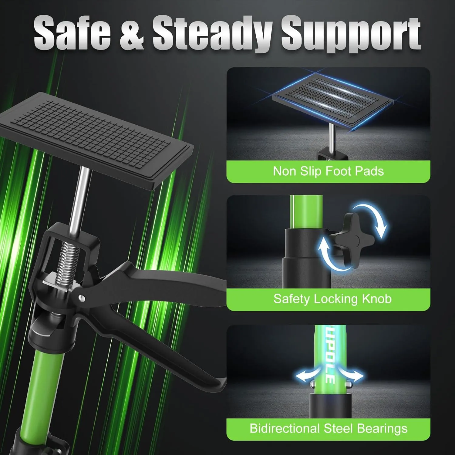 Cabinet Jack Support Pole, 13.8-23.6 Inches Steel Telescopic Quick Support Rod, Third Hand Tool Support System, Drywall Jack, Cargo Bars, 132 LB Capacity, 2-Pack