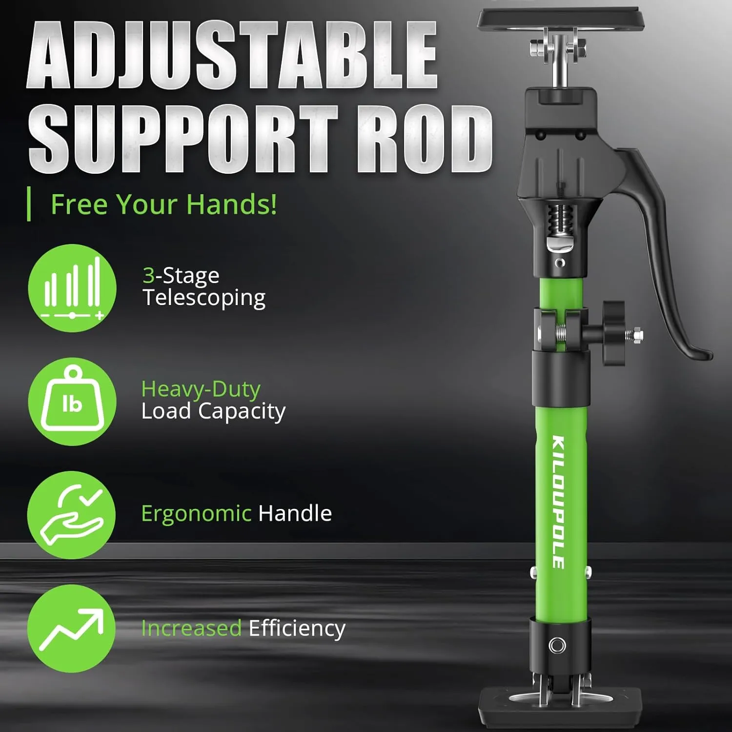 Cabinet Jack Support Pole, 15.8-23.6 Inches Steel Telescopic Quick Support Rod, Third Hand Tool Support System, Drywall Jack, Cargo Bars, 200 LB Capacity, 2-Pack