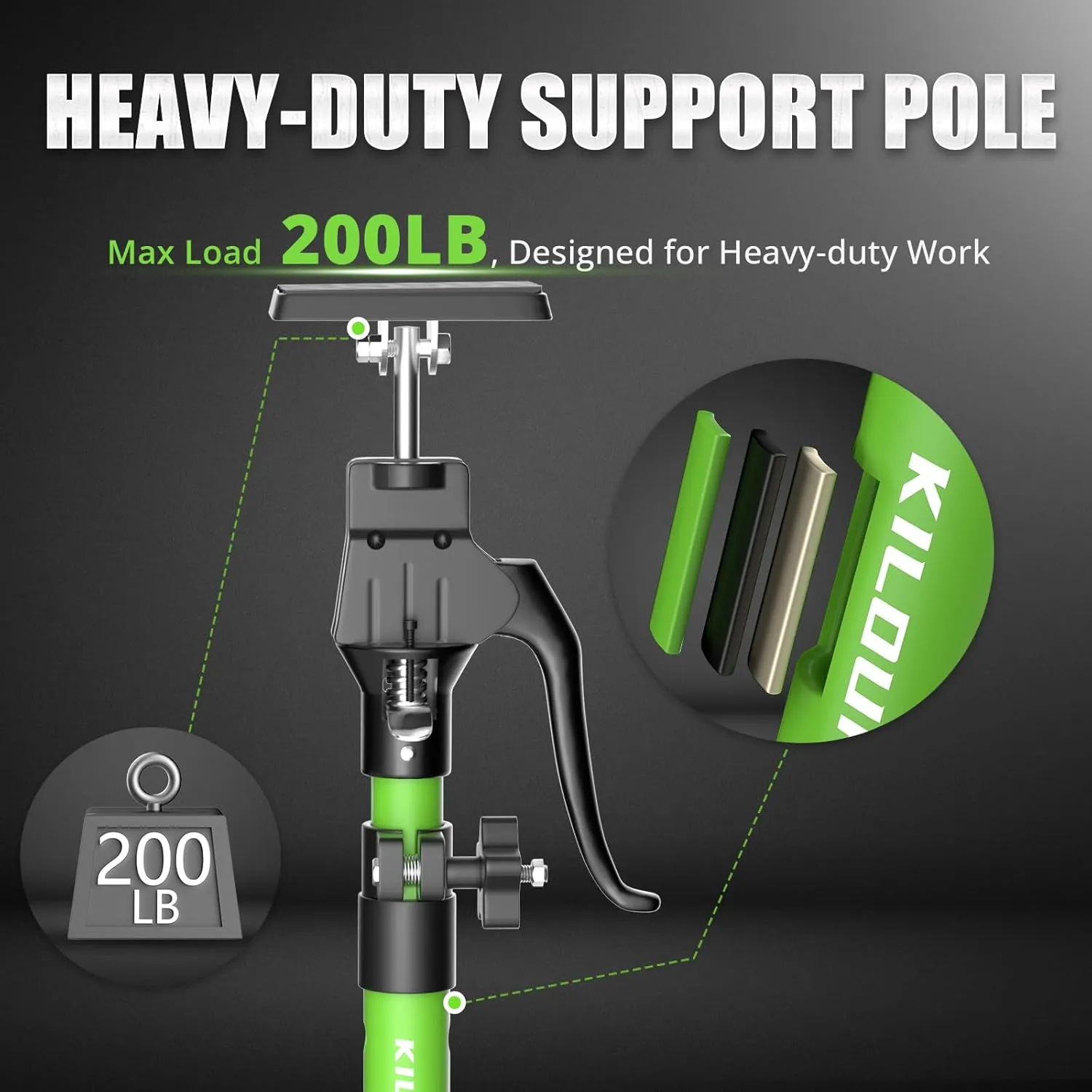 Cabinet Jack Support Pole, 15.8-23.6 Inches Steel Telescopic Quick Support Rod, Third Hand Tool Support System, Drywall Jack, Cargo Bars, 200 LB Capacity, 2-Pack