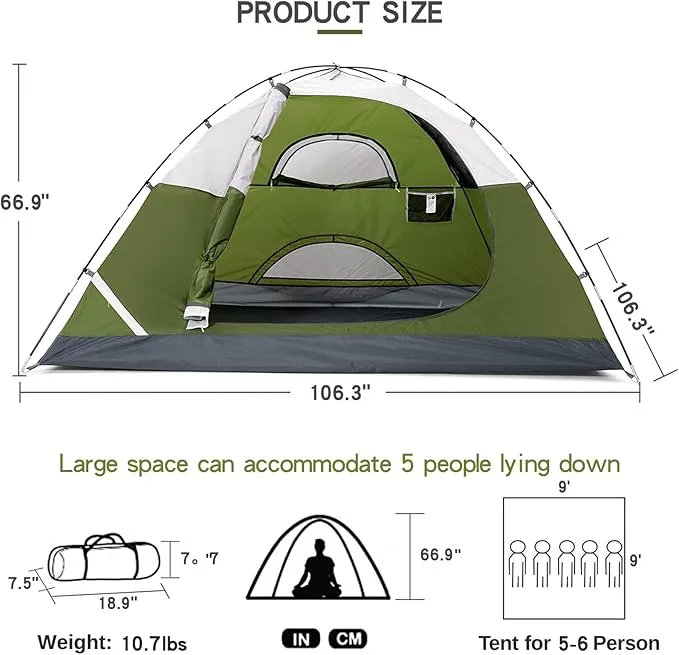 CAMEL CROWN Tents for Camping 2/3/4/5 Person Camping Dome Tent, Waterproof,Spacious, Lightweight Portable Backpacking Tent for Outdoor Camping/Hiking