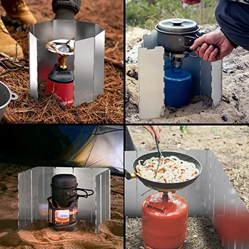 Camp Stove Windscreen,8/10/12 Plates Aluminum Folding Portable Camping Stove