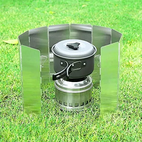 Camp Stove Windscreen,8/10/12 Plates Aluminum Folding Portable Camping Stove